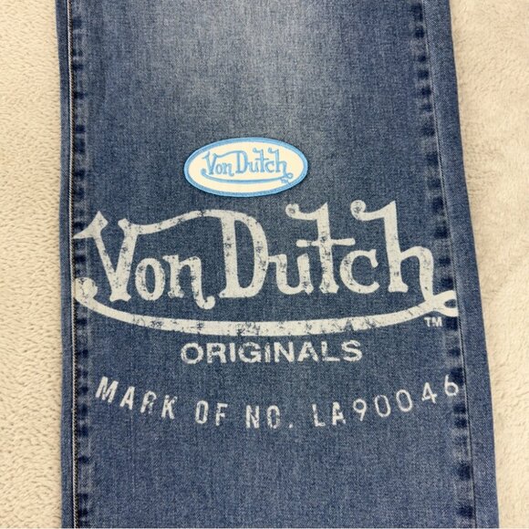 Von Dutch NWT Women's Size 30x32 Extra Wide Leg Flare Jeans Y2K Embroidered - Picture 7 of 16
